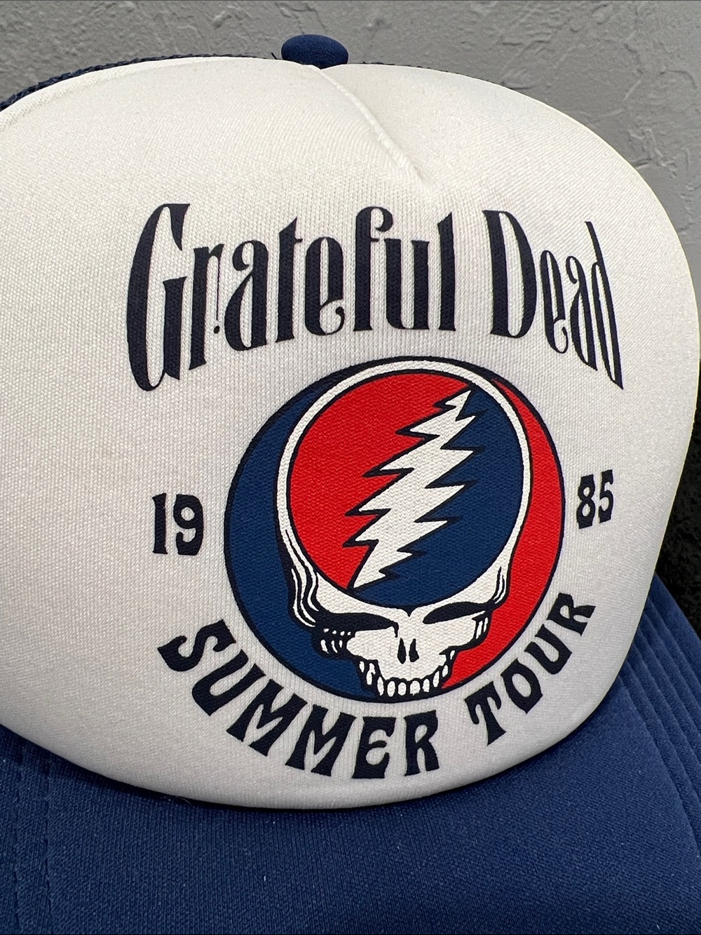 🔥🔥 “NWOT” GRATEFUL DEAD Summer Tour 1985 Trucker Mesh Snapback Hat Navy/White - Picture 2 of 6